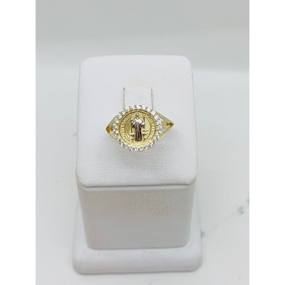 10k solid gold ring Saint Benedict San Benito Size 7 - Picture 1 of 7